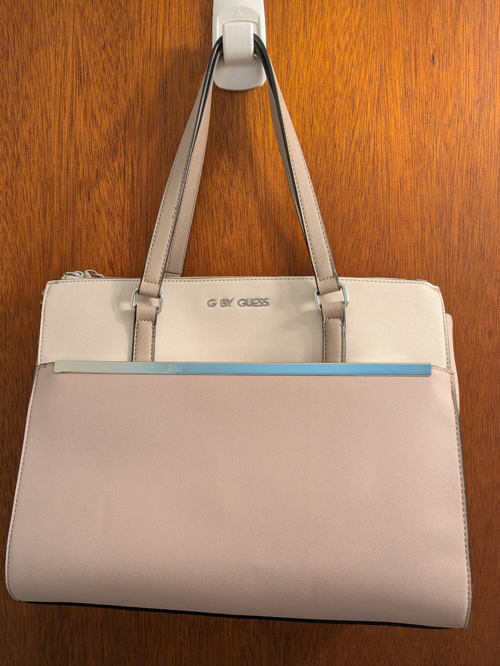 G By Guess Tote, Like New. Cream, Beige/Dusty Pink. Animal Print Inside.